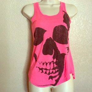 Punk neon pink racer back skull